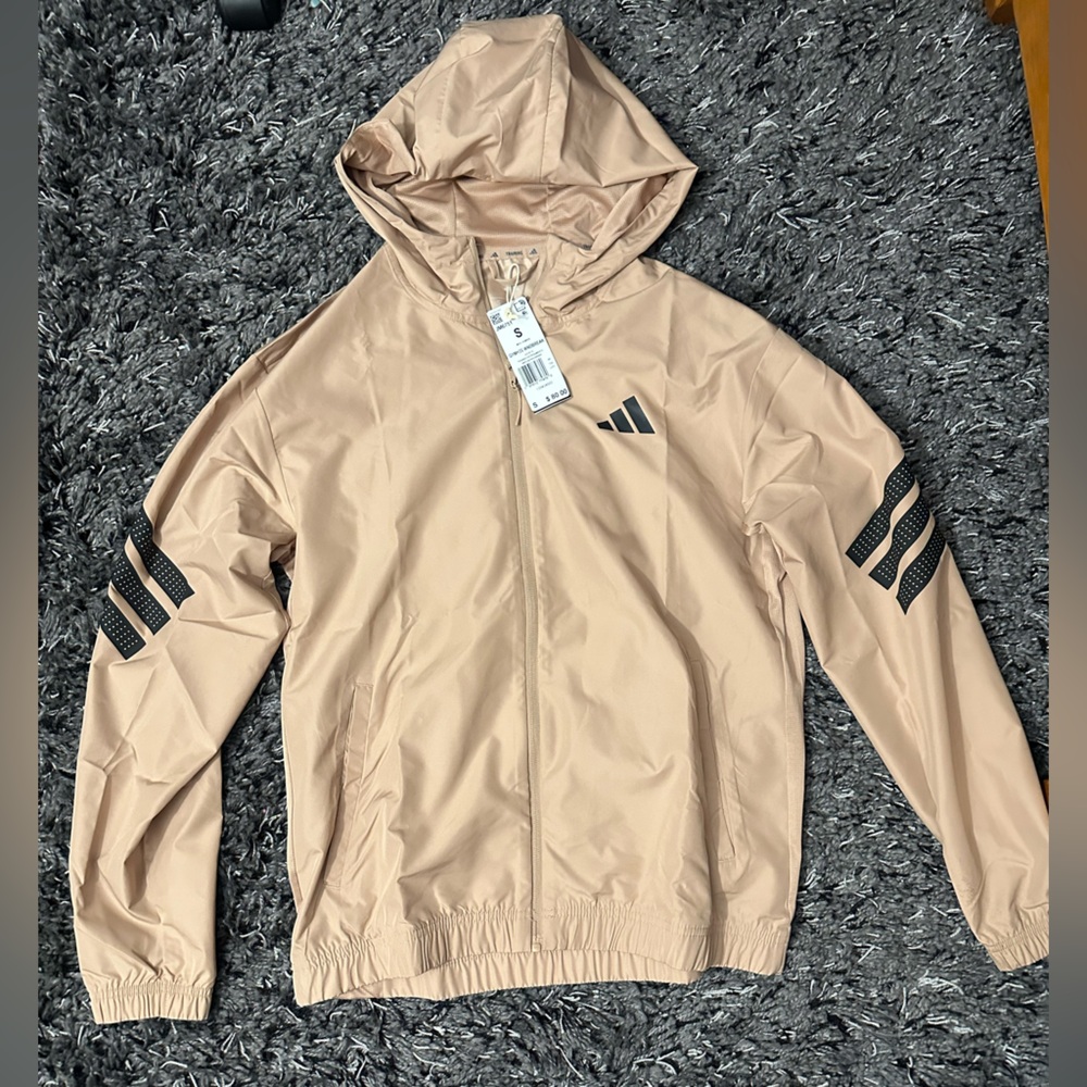 adidas Tan Hooded Jacket with Black Accents